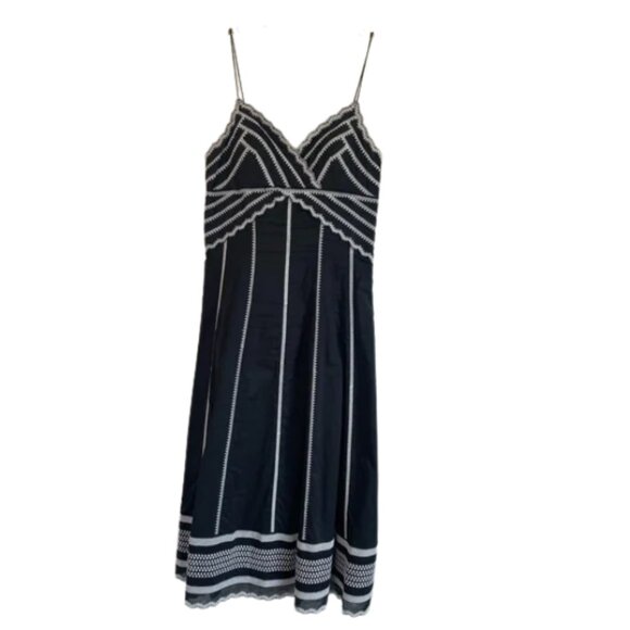 Eliza J Black and White Embroidered Summer Dress Size 4 - Picture 1 of 4